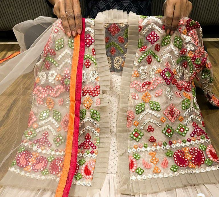 Premium Georgette tier pattern anarkali gown detailed with sequence size 40