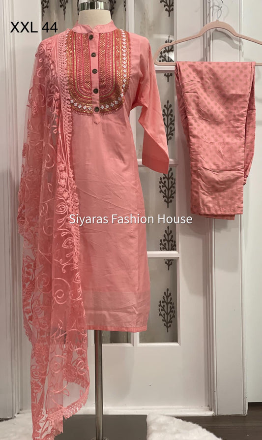 Suit Set 3 Pcs Cotton with Dupatta/Pant