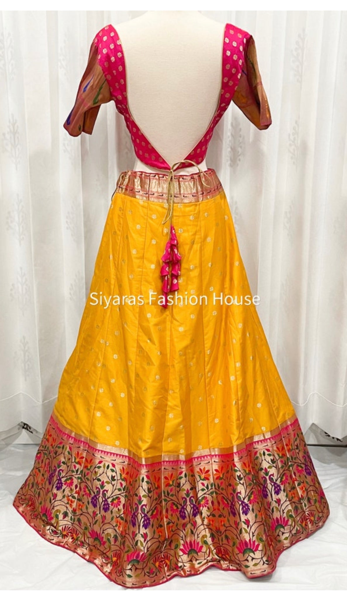 Pure Yellow and Pink Banarasi brocade Silk Lehanga Choli