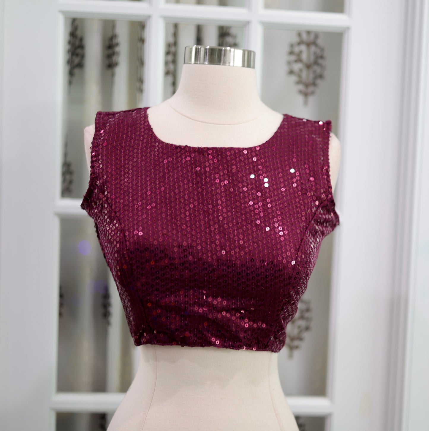 Pleated Crush Saree with Sequin Stitched Blouse