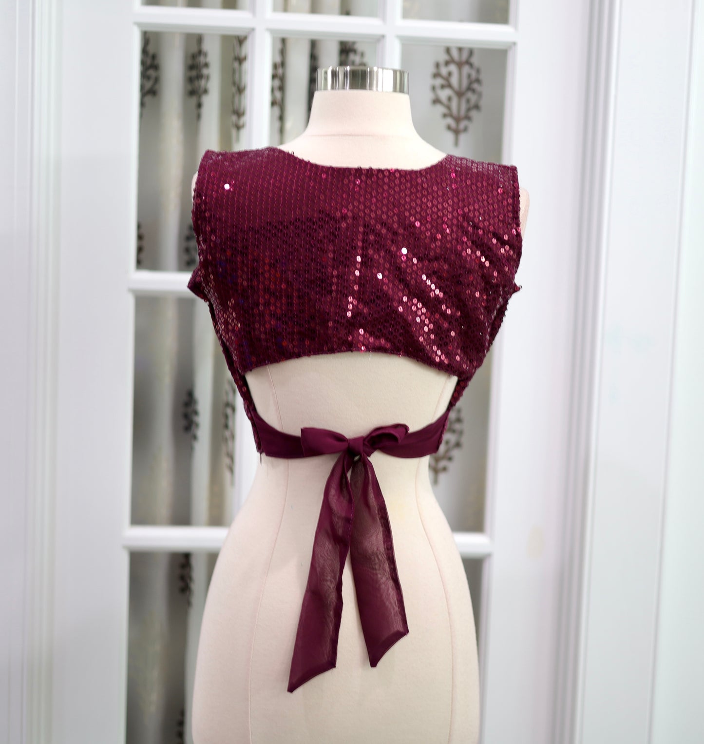 Pleated Crush Saree with Sequin Stitched Blouse