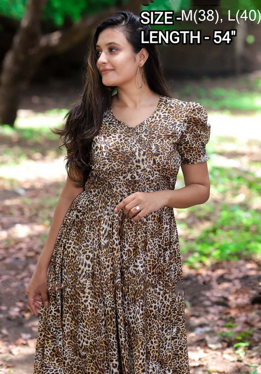 Chiffon Gown | Designer gown | chitah print | Elegant evening gown | Size 38 and 40
