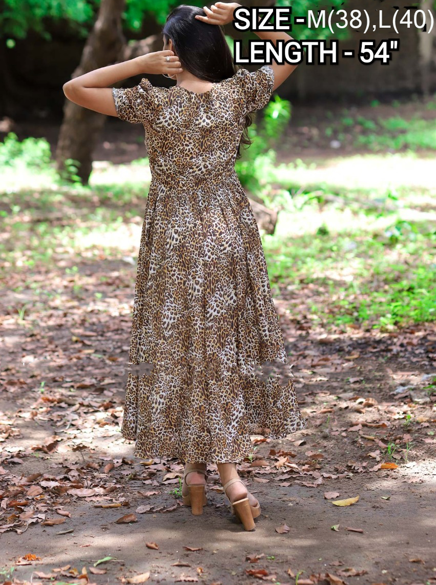 Chiffon Gown | Designer gown | chitah print | Elegant evening gown | Size 38 and 40