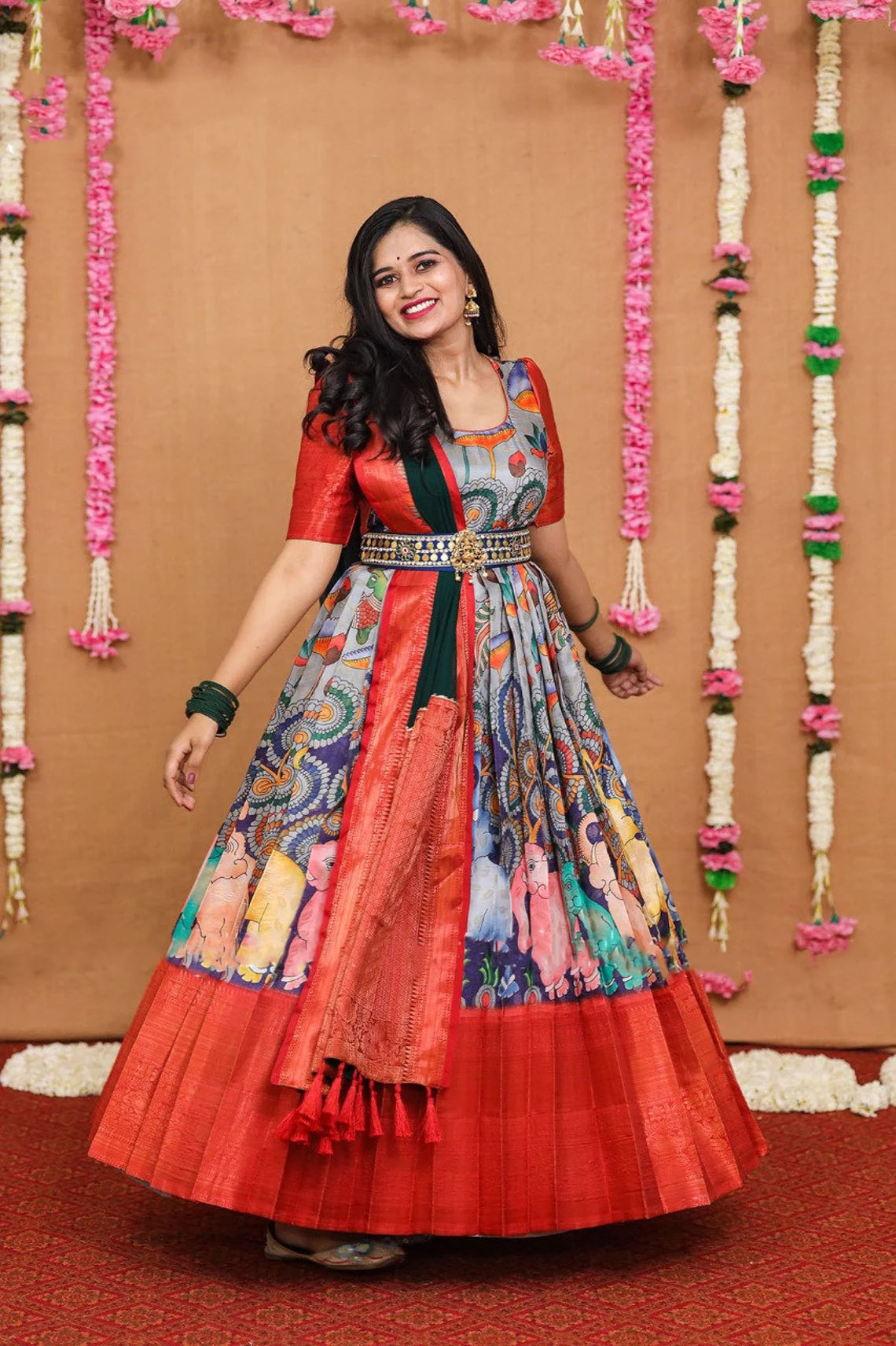 Kalamkari Pattu Dress | Indian Ethnic Grand dress/Gown
