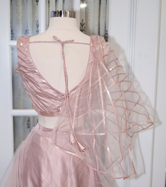 Metallic Rose Gold Flowy Top with Skirt