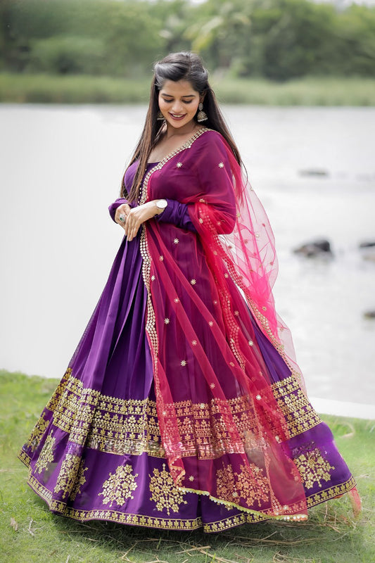 Trendy Georgette Sequin gown full sleeves with matching Net Dupatta for Partywear