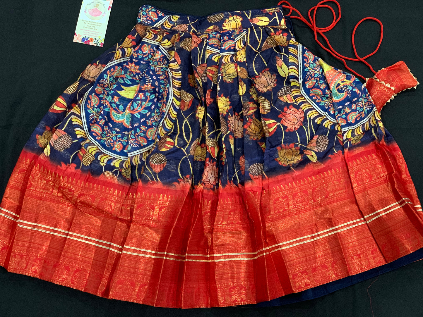 Kalamkari Pattu dress with Maggam work Kids ages 1-2