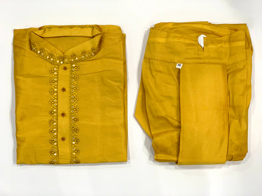 Mens yellow Silk Kurta with Dhoti Sets Partywear dress, wedding reception dres