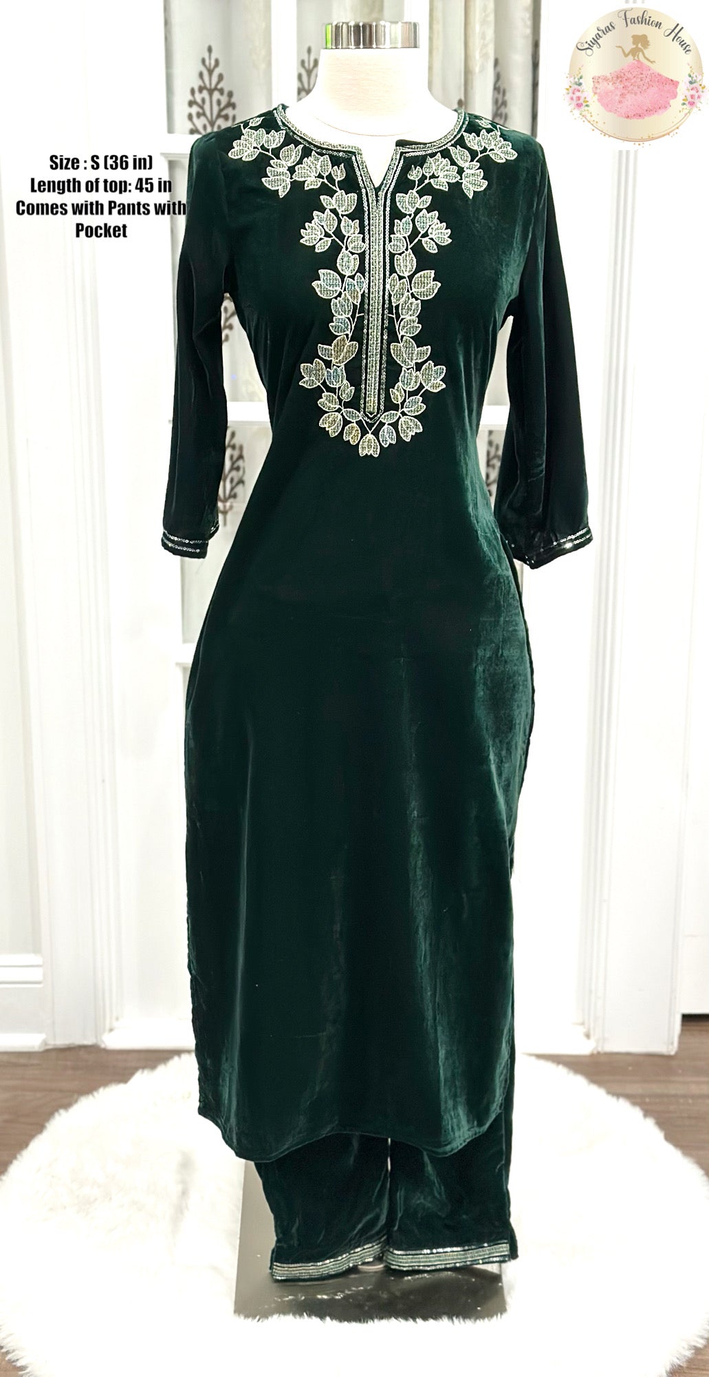 Velvet Partywear2 pc set with Embroidery