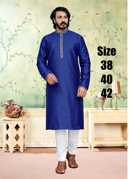 Mens Silk Kurta Pyjama Sets self weaving Partywear dress, wedding reception dress