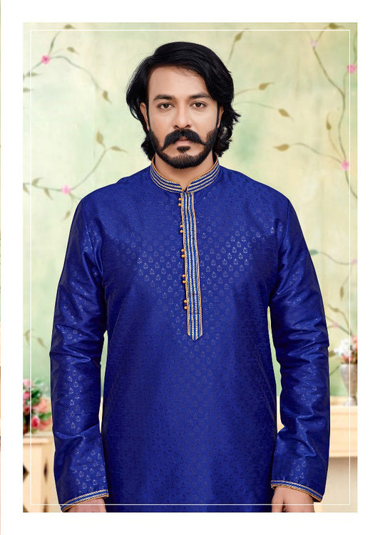 Mens Silk Kurta Pyjama Sets self weaving Partywear dress, wedding reception dress