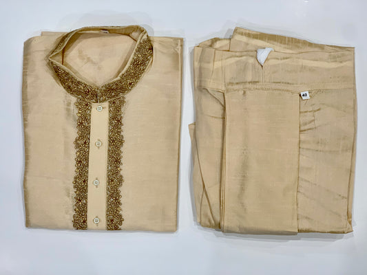 Mens Pearl color Silk Kurta with Dhoti Sets Partywear dress, wedding reception dres