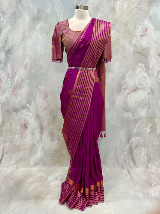💜 Draped in grace, woven with heritage. Our customized Kanchi Sarees are designed just for you. Available size is 38 to 40.