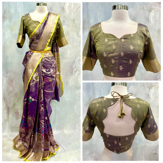 Introducing our latest Beautiful Customized Vintage Zari kota Saree 💗💚  ✨ All-over Zamdani weave on luxurious tissue fabric 👗 Beautifully stitched blouse with a stunning back design
📏 Size: 36–42 🪡 Stitched Size: 38 📦 Ready to Ship Across USA 🇺🇸