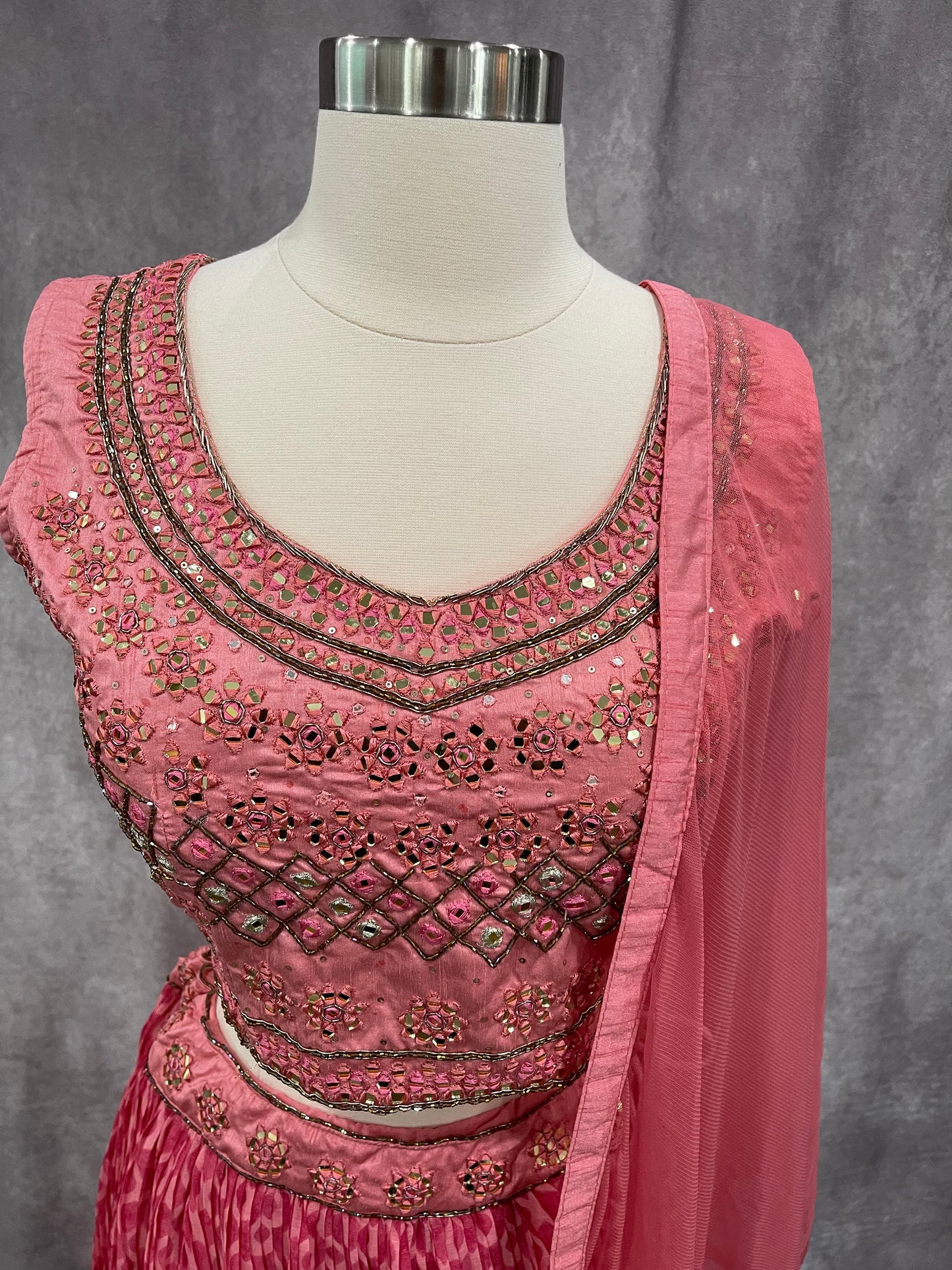 Beautiful party wear Lehenga in pink. Available in size 42