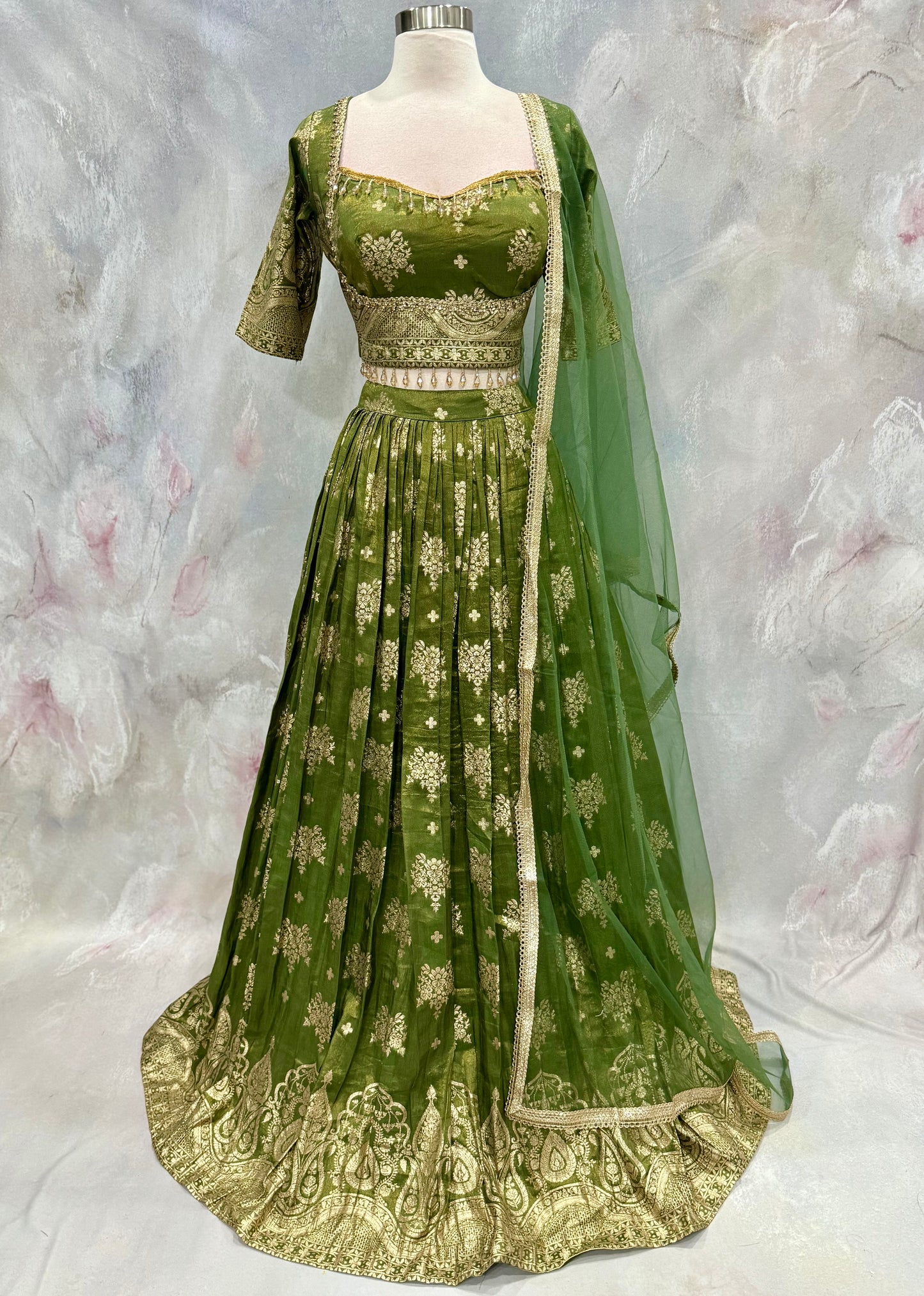 Celebrate every special occasion in style for  wedding, Mehendi & partywear. Lehenga featuring luxurious zari weaving. Size 40 to 42