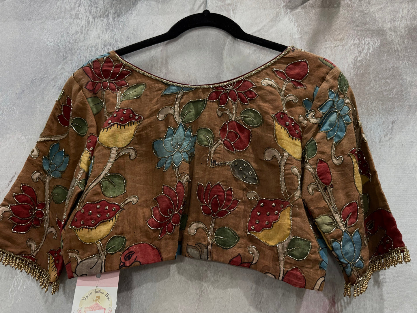Pure Pen Kalamkari hand work blouse. Available in size 36 to 42