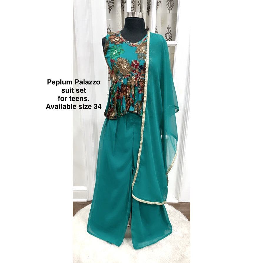 Beautiful Peplum Palazzo suit set for teens. Available in size 32 and 34