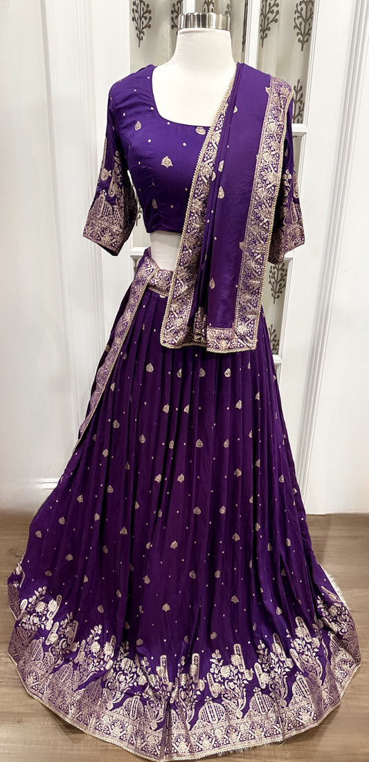 On sale!! Elegant purple light weight viscose Georgette   Navratri special  Chaniya Choli fully stitched for garba Ready to ship size 40