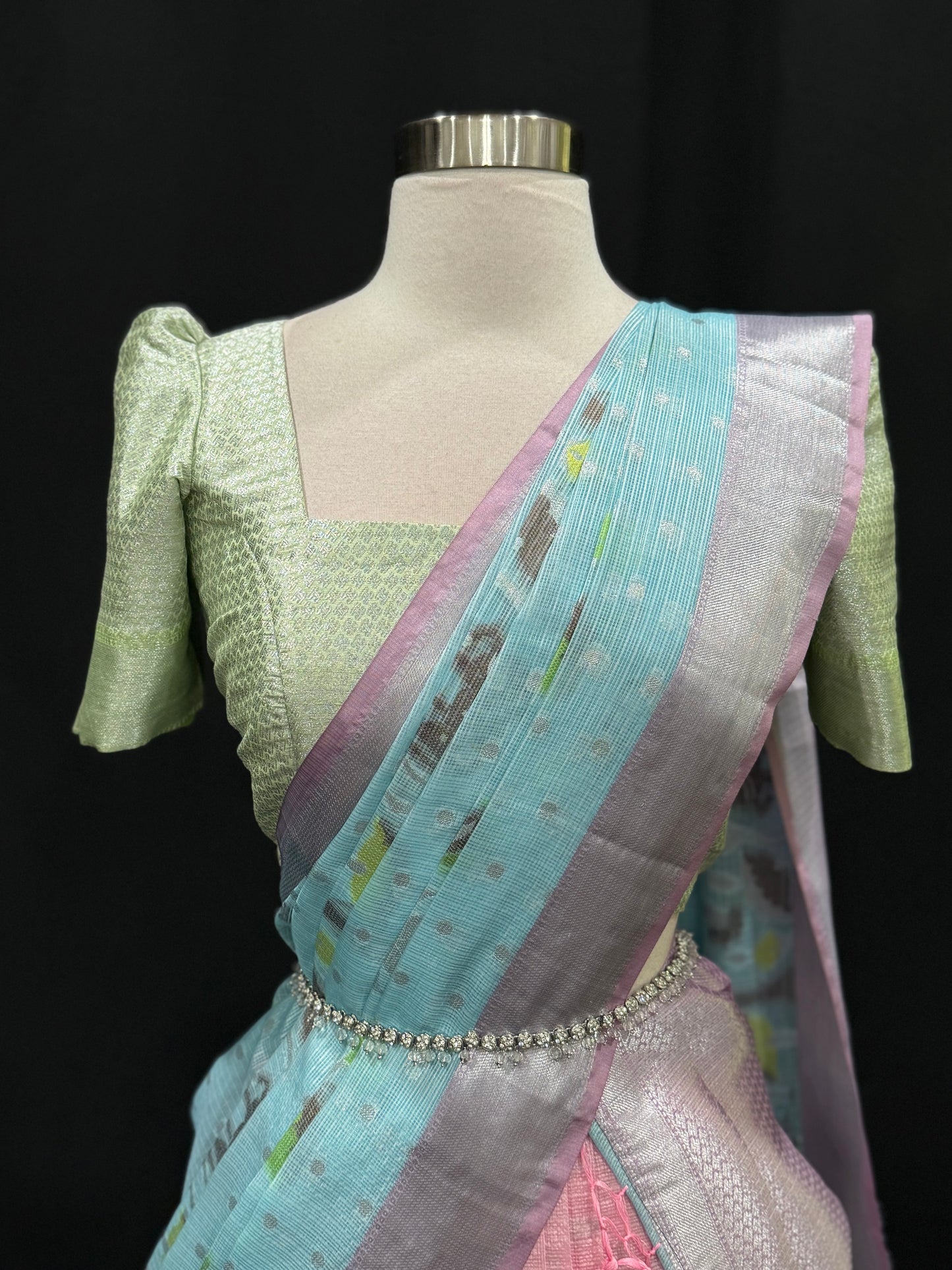 Beautiful customized Zari Kota premium quality Tissue Lehanga with matching Paithani muniya tissue dupatta  | Size 36-38| Partywear , wedding occasion