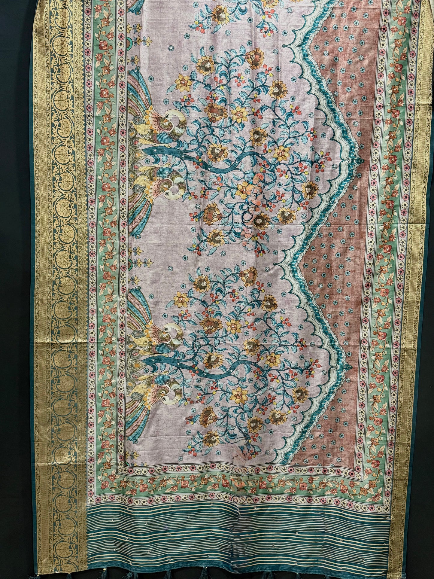 Stunning Kalamkari Silk Saree with stitched blouse size 40