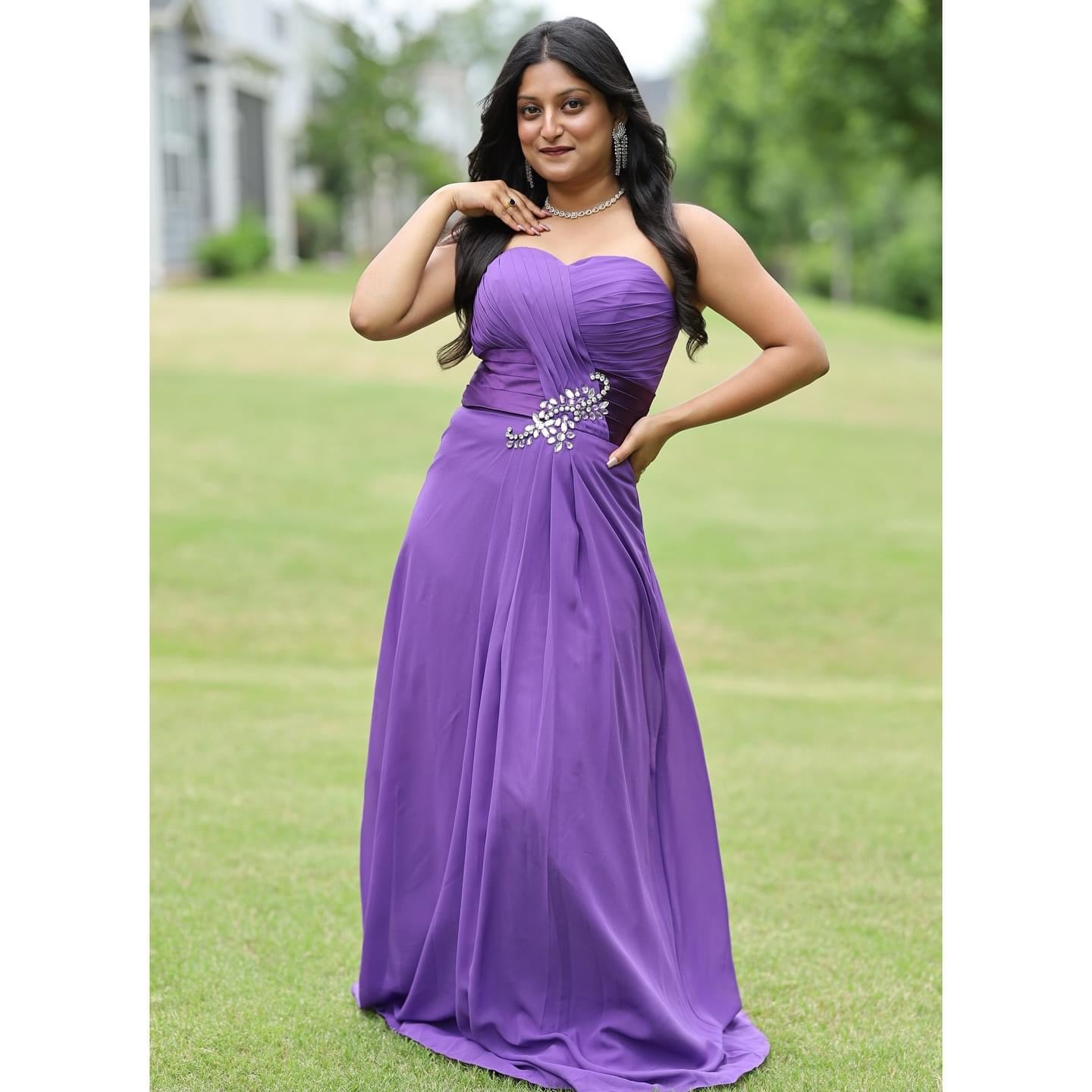 Beautiful Prom/Evening gown in Dark Lavender color