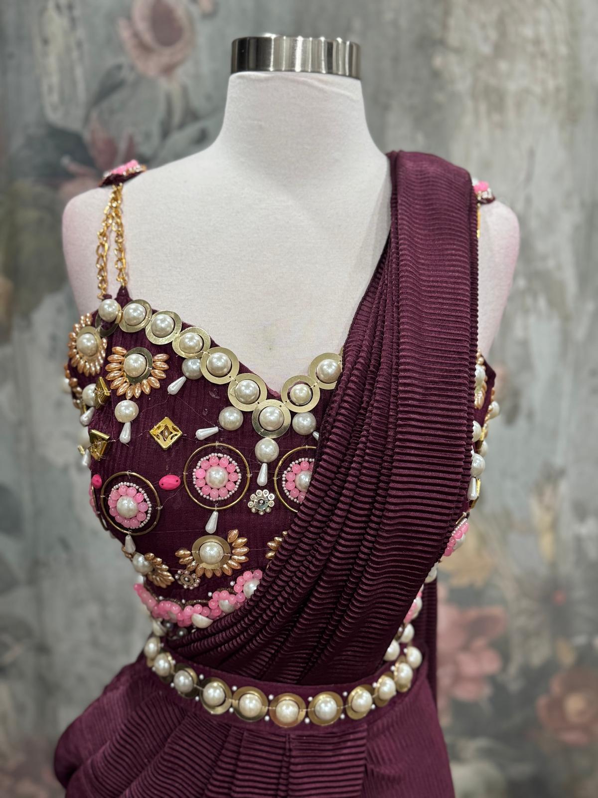 Beautiful ready to wear Pdp inspired design Saree. Available in size 38/40