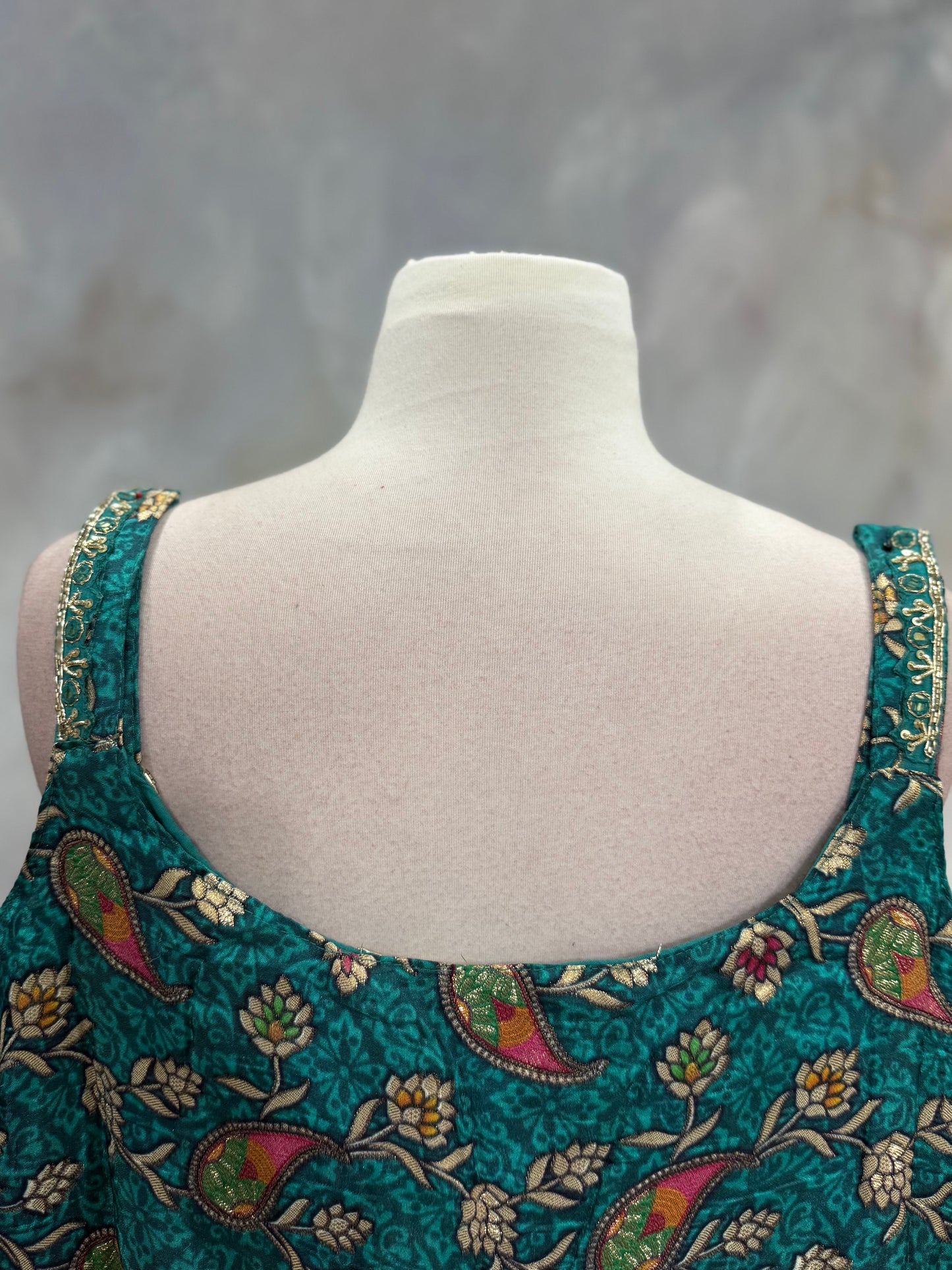 Beautiful Teal green Palazzo set Partywear dress silk top Georgette pant and dupatta ready to ship size 38   wedding guest outfit