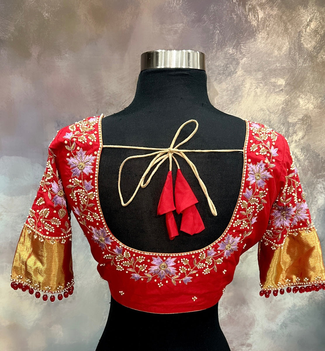 Beautiful red Bridal Maggam work/ Hand work blouse. Available in size 36 to 42