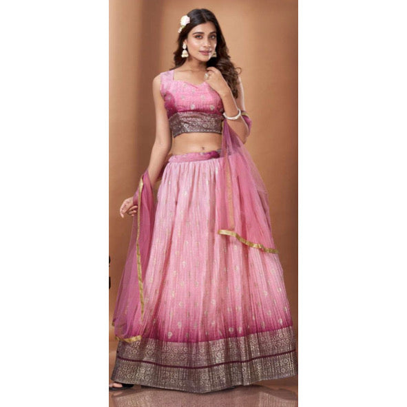 Pink Elegant Silk Lehanga Choli Teens/Adults gifting Lehanga Partywear dress