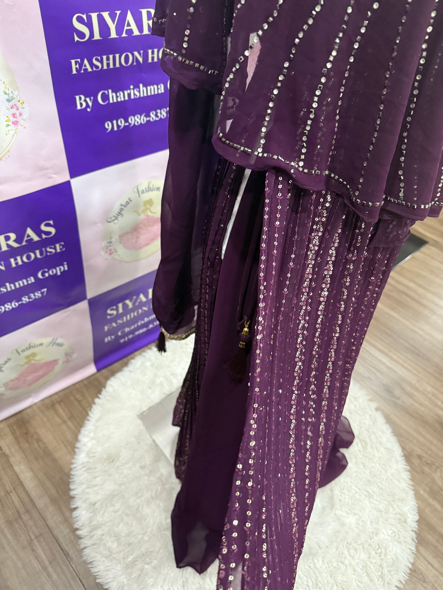 Beautiful wine color Nyra cut suit set 3 pc with palazzo pants