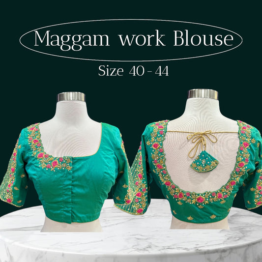 Statement Maggam Work Blouse with Net designer pattern stitched blouse size 40-44 in