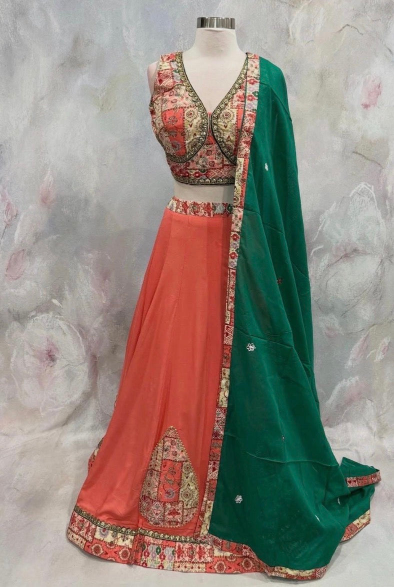 Beautiful trendy Navratri  cotton Chaniya Choli path work pattern size 38 ready to ship garba dandiya attire