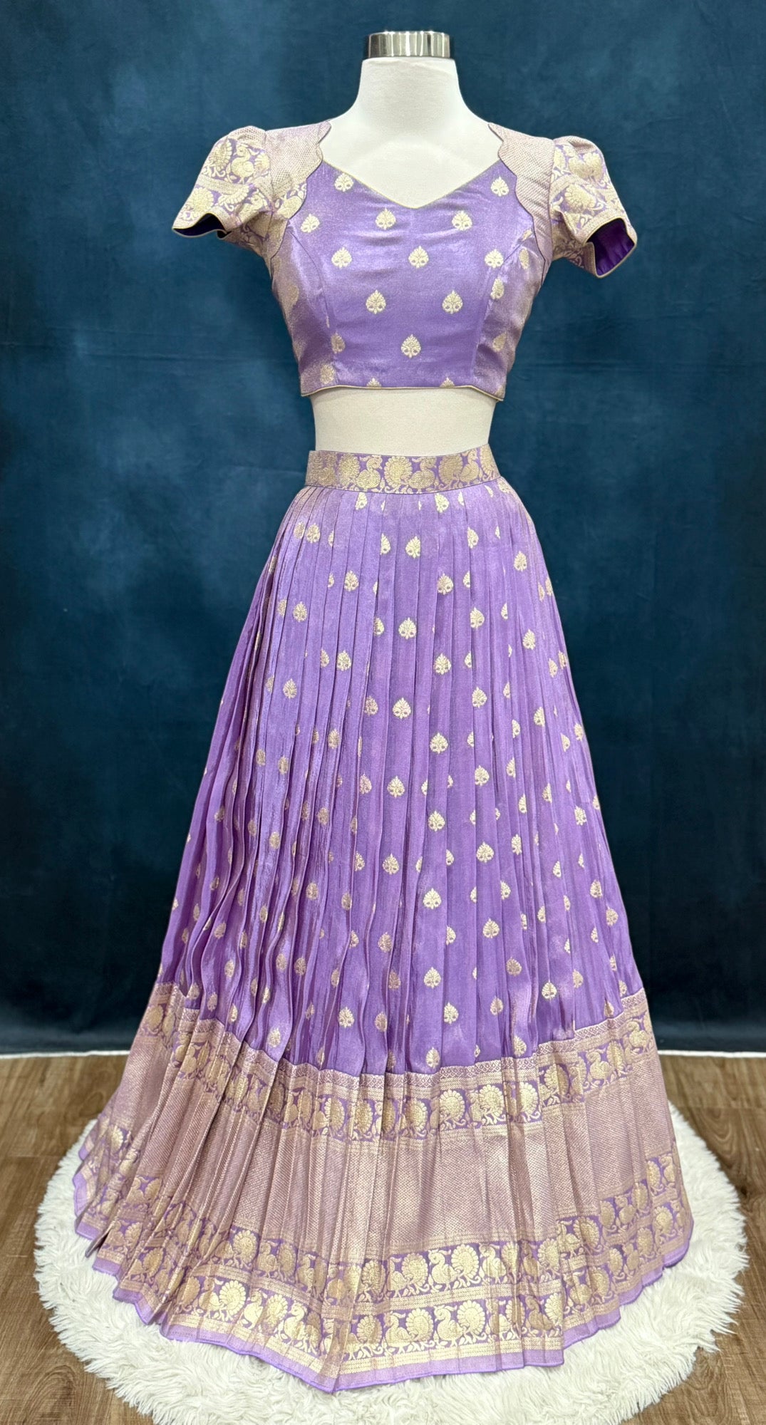 Gorgeous lavender Tissue Half Saree for teens size 34