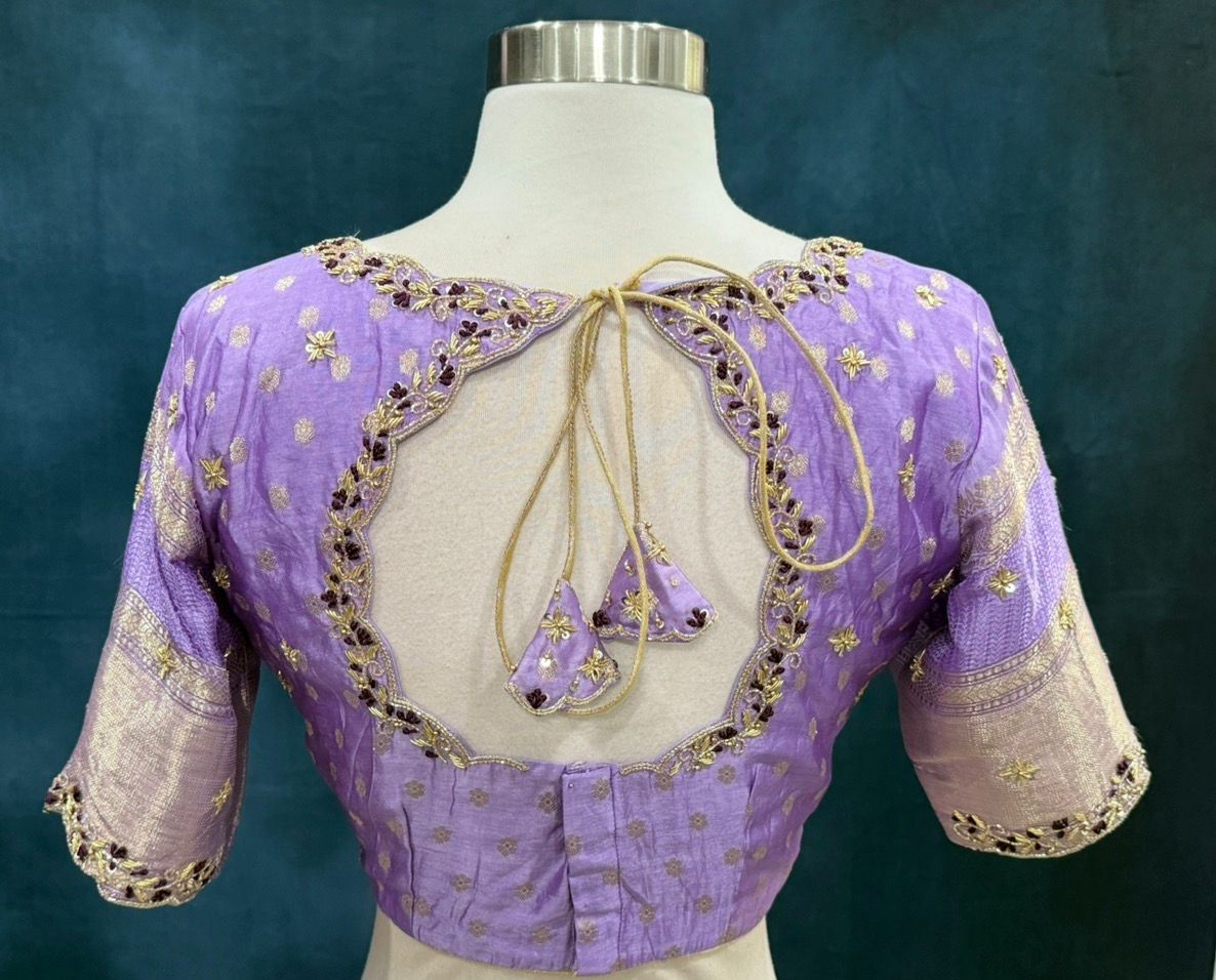 Gorgeous raw mango silk Saree with elegant Maggam work stiched blouse size 38 to 42 ready to ship wedding reception