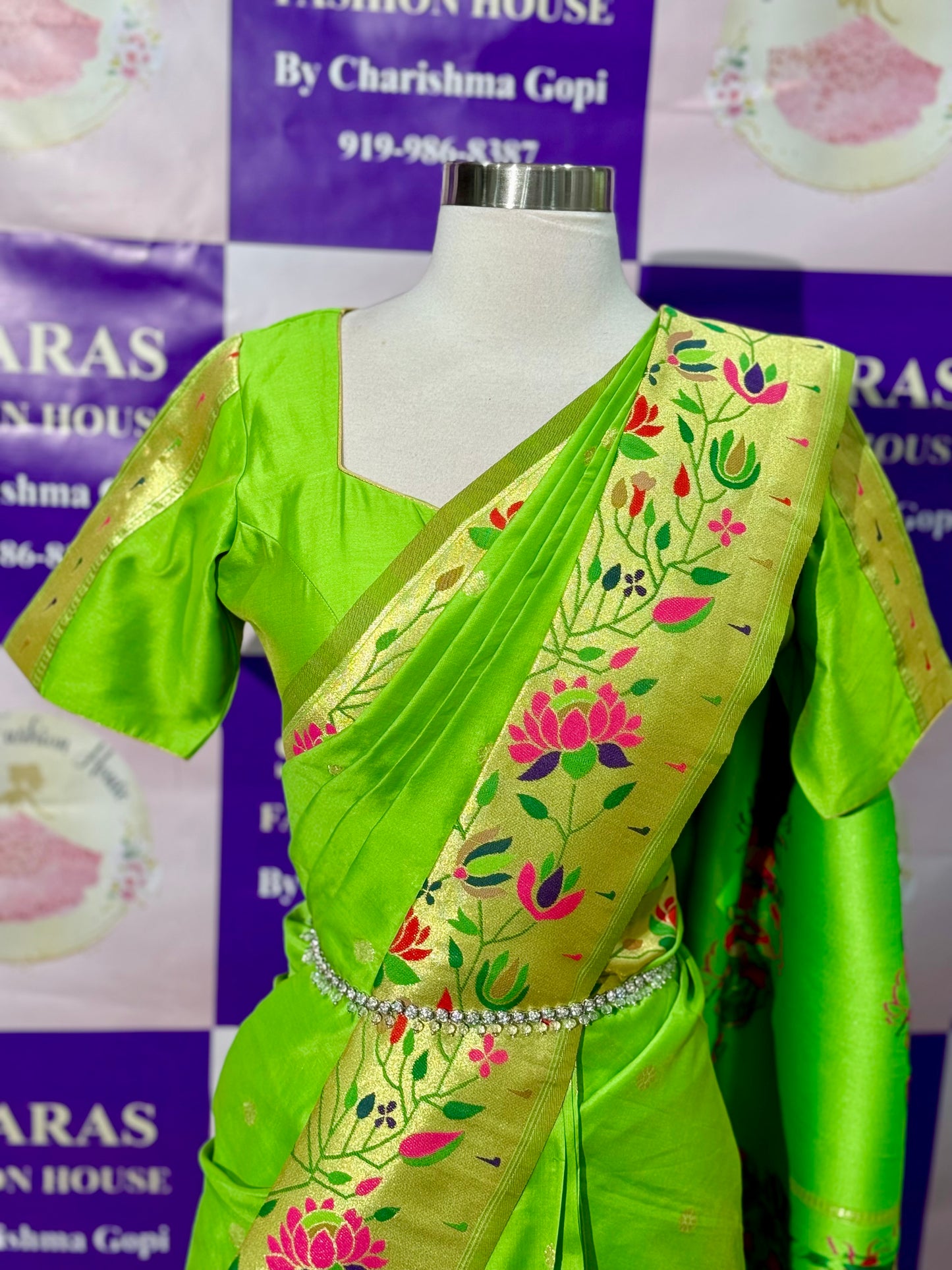 Elegance redefined in this Paithani Silk Saree 🌿💚
Crafted in soft silk with golden zari borders and vibrant lotus and floral motifs Perfect blend of tradition & grace 💫
Size: 40-44 💕