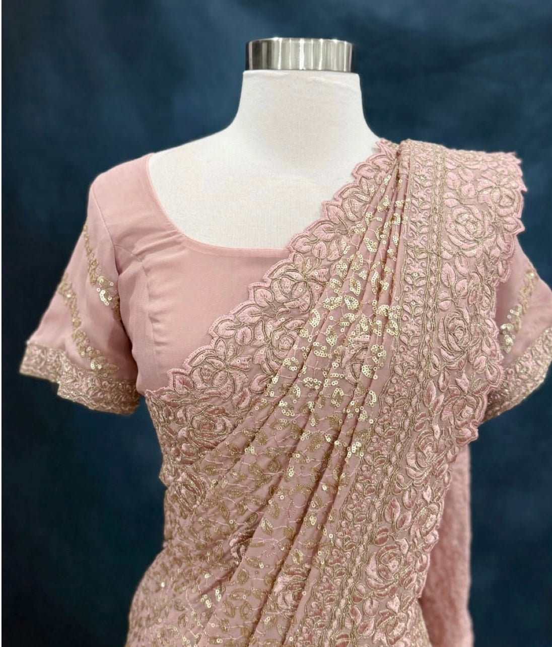 Elegant Georgette Sequin Partywear Saree for your special moments. Available in size 38 to 40.