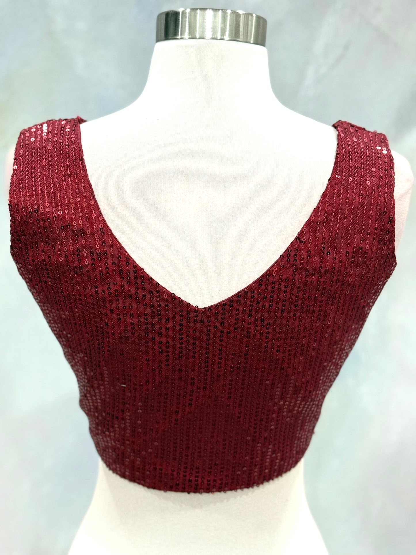 Gorgeous Ready to wear sequin sareee burgundy color sequin fabric size 38 ready to ship cocktail wedding sangeet Partywear dress