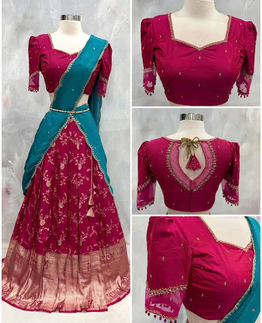 Handcrafted designer blouse with elegant handwork with Rich teal blue drape with delicate embellished borders 👑 Perfect for weddings, festivals, engagements, and grand celebrations.
Available Size: 34/36 📩 DM us for custom orders & color options.