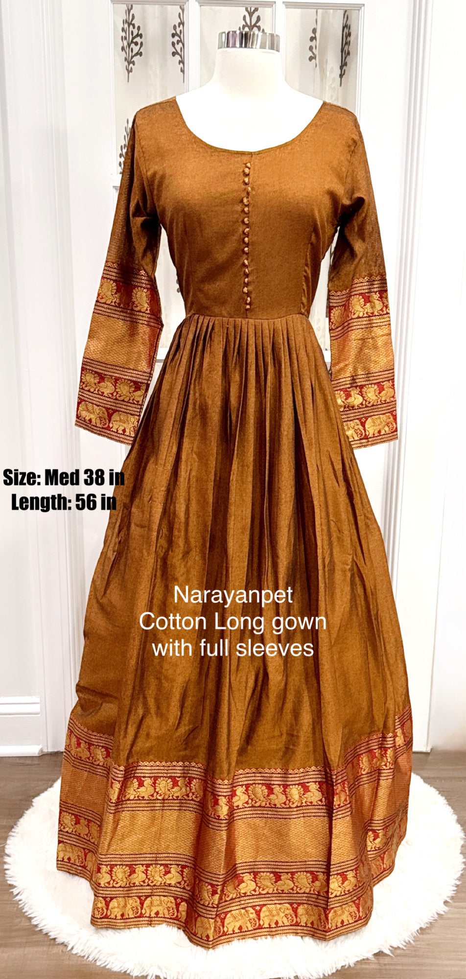 Traditional long gown in Narayanpet cotton and Silk fabric