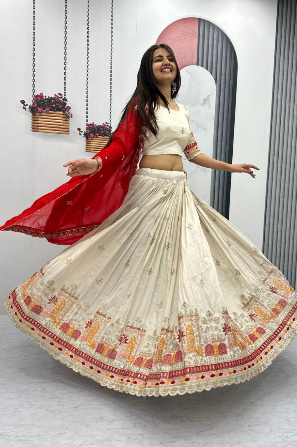 Elegant Off White Banarasi Tissue Silk Wedding Lehenga Choli – Heavy Embroidery & Sequin Work – Size Medium 38 , chaniya choli, ready to ship usa (Copy)