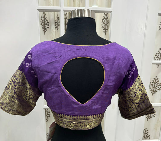 Beautiful Kanjivaram art silk with Bandini Lavender and purple combo saree with Pattu border