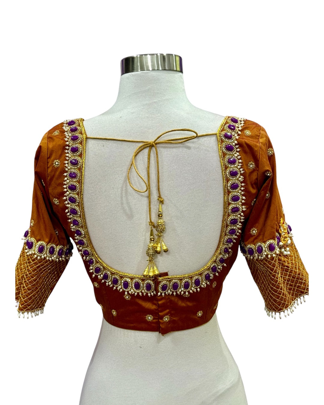 Beautiful Customized Hand work/ Maggam blouse with Laxmi Pendant for this Festive Season size 38-42.