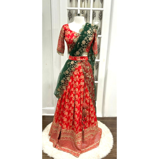 Beautiful orangish red Lehenga / half saree. Available to pickup in SK