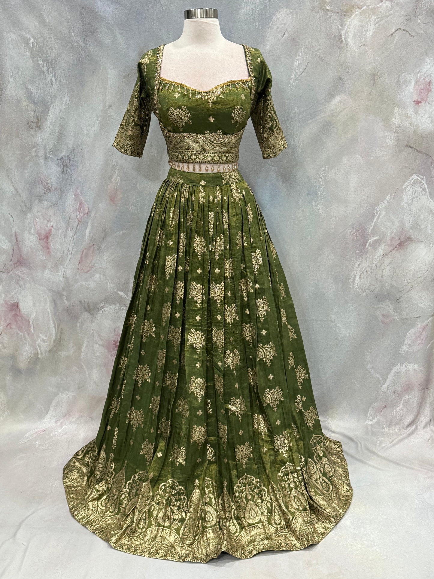Celebrate every special occasion in style for  wedding, Mehendi & partywear. Lehenga featuring luxurious zari weaving. Size 40 to 42