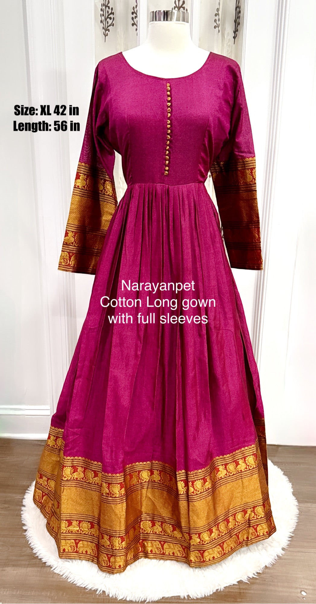 Traditional long gown in Narayanpet cotton and Silk fabric