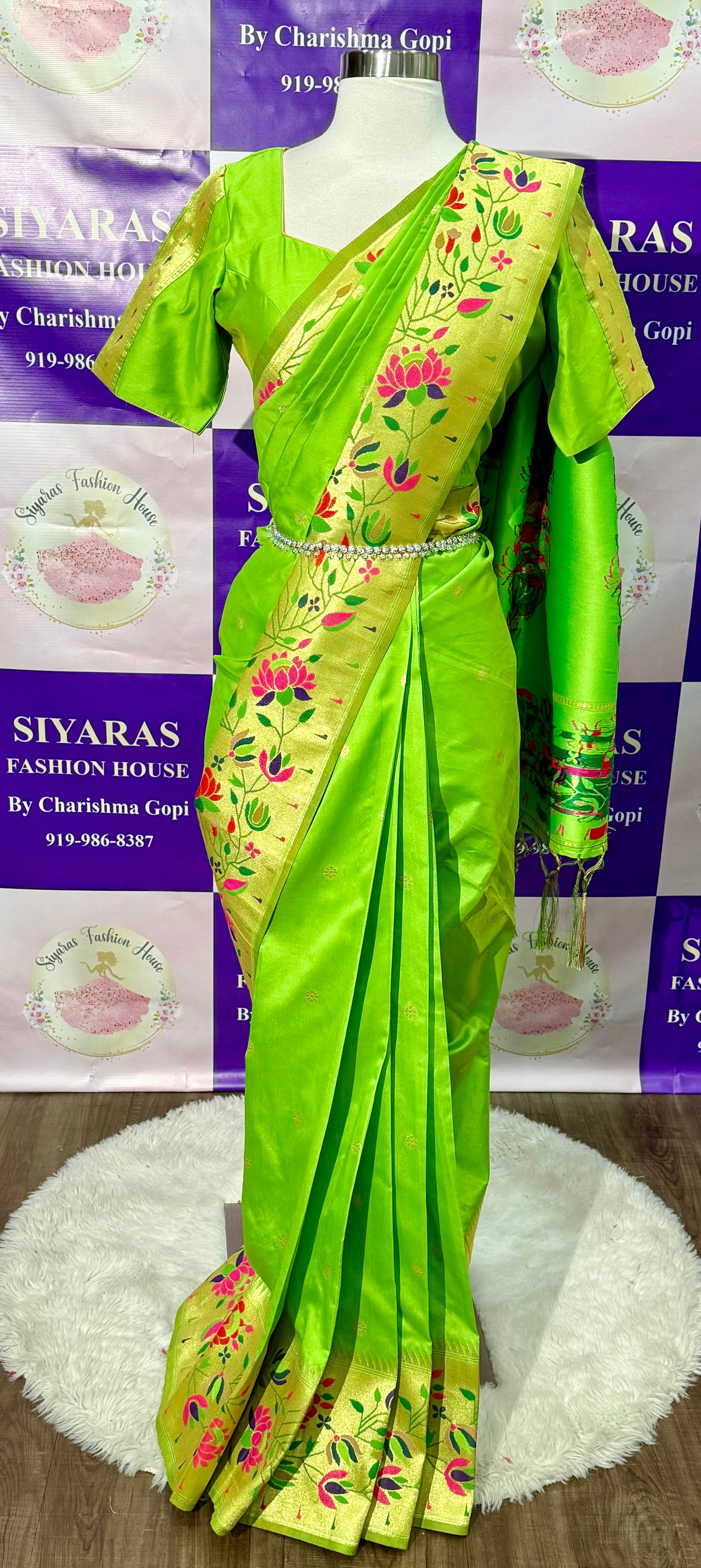 Elegance redefined in this Paithani Silk Saree 🌿💚
Crafted in soft silk with golden zari borders and vibrant lotus and floral motifs Perfect blend of tradition & grace 💫
Size: 40-44 💕