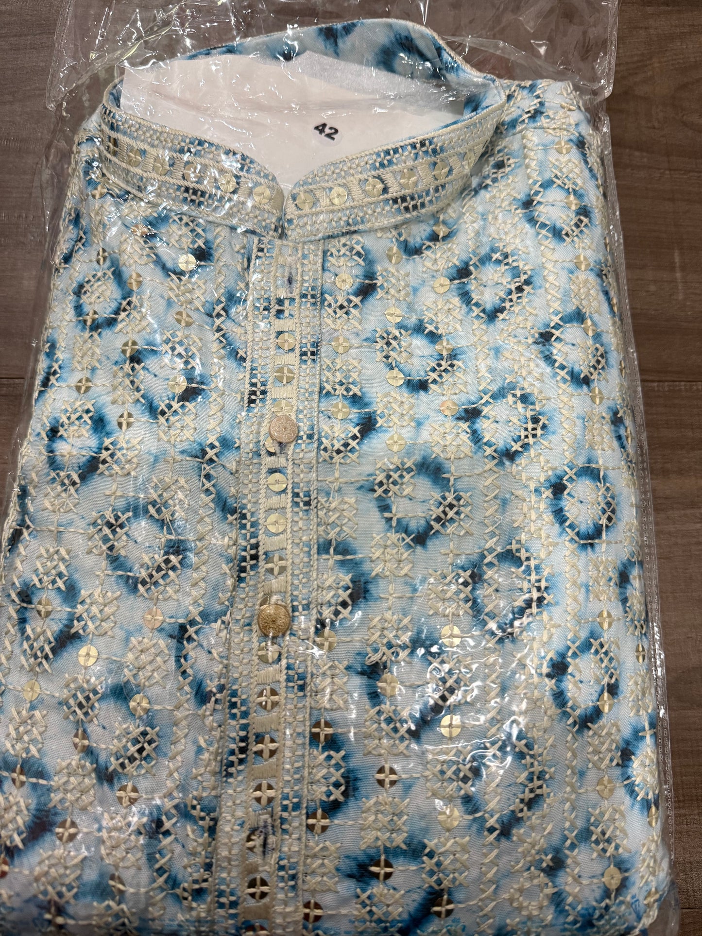 Elegant Men’s  sequin kurta with white pant  premium buttons pyjama set perfect for weddings & Diwali parties size 36,38,40,42,44