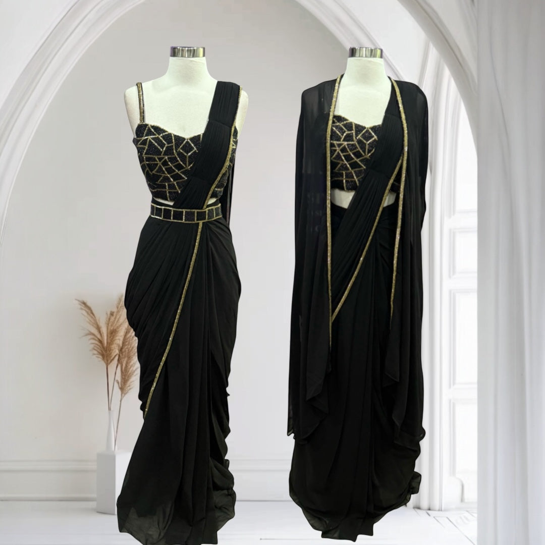 New Collection Gorgeous Indowestern drape style Lehanga with cape and belt size 40