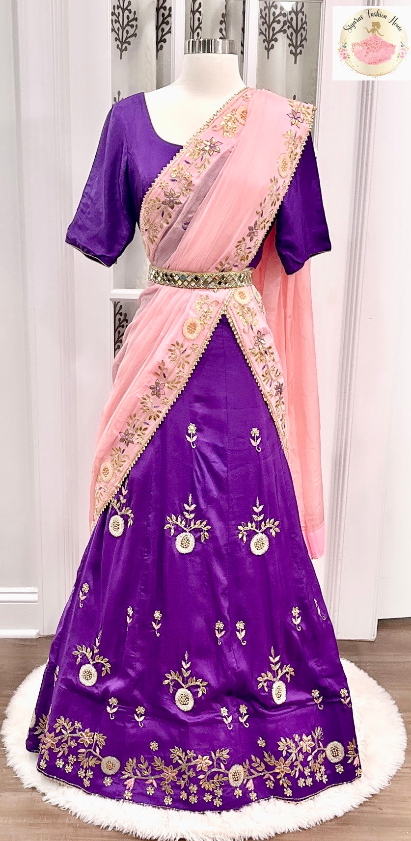 😍Beautiful Violet Silk Lehanga Choli with Gotta patti